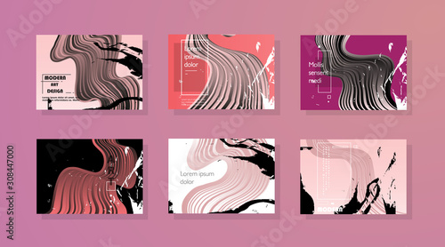Set of horizontal a4 covers, brochure, flyer template design with abstract background