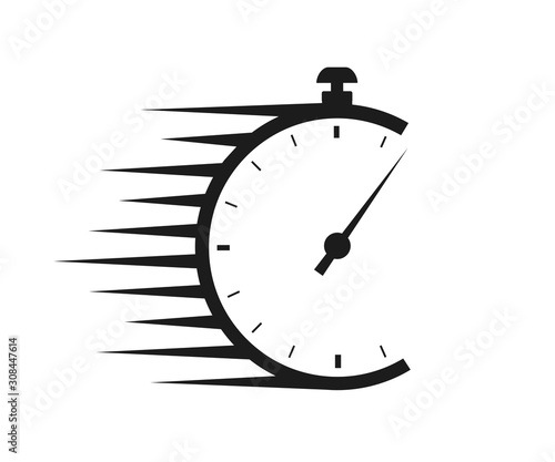 Fast delivery icon with timer. Fast stopwatch line icon. Fast delivery shipping service sign. Speed clock symbol urgency, deadline, time management, competition sign – stock vector photo