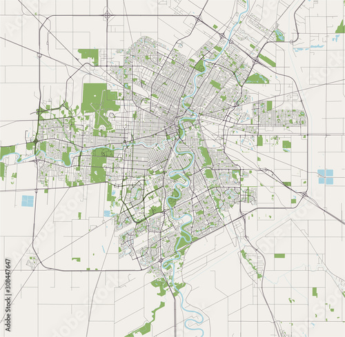 Photography map of the city of Winnipeg, Canada