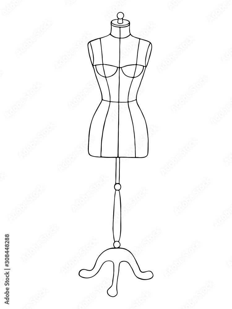 Women's sewing mannequin with technical lines for atelier, fashion