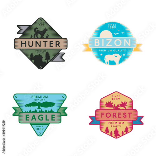 Wild Eagle and Bizon, Hunter and Forest Set Logo