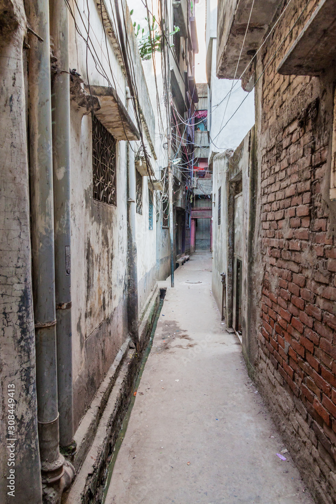 Very narrow alley in Old Dhaka, Bangladesh