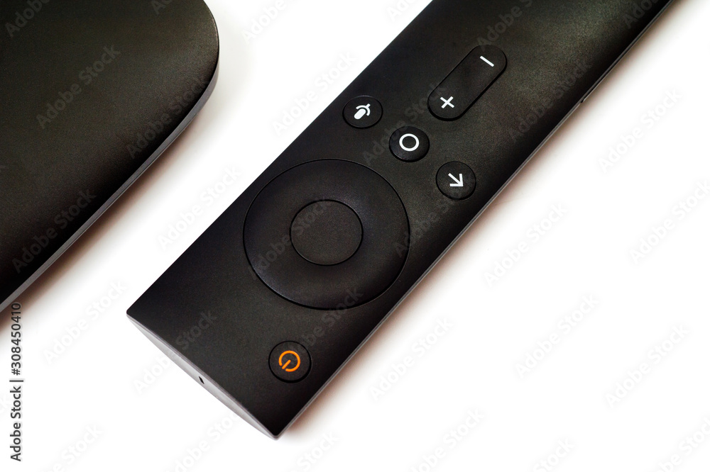 Fototapeta premium TV set-top box for viewing video content with a USB port, Wi-Fi and a remote control