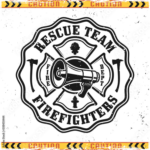 Firefighter rescue team vector emblem or logo