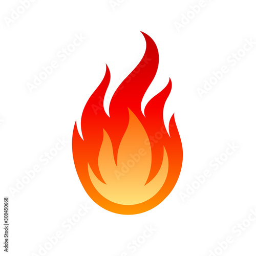 Flame Icon. Fire Spurts Logotype or Hot Burn Symbol. Warning About the Fire Danger Fire Attention Icon, Spicy Food Sign. Danger Warning Logo on White Backdrop