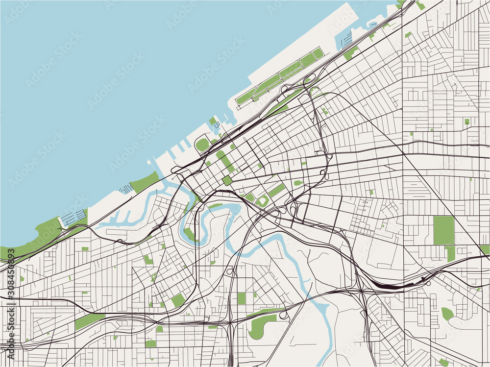 Obraz premium map of the city of Cleveland, Ohio, USA