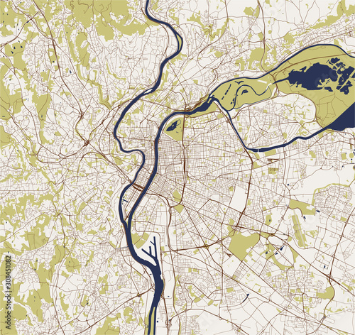 map of the city of Lyon, France