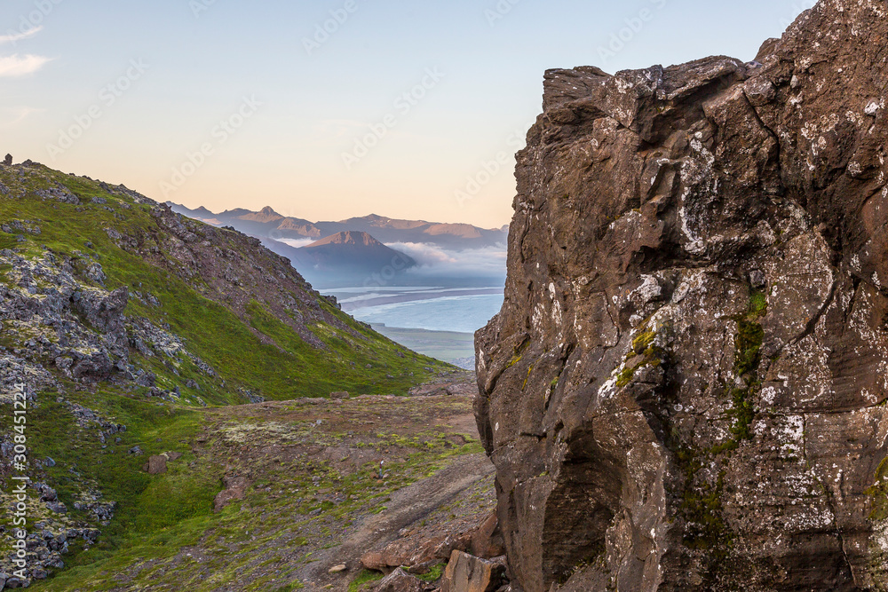 View from Snaefellsjökull volcano to Snaefells peninsula in summer View from Snaefellsjökull volcano to Snaefells peninsula in summer