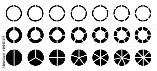Set of circle diagrams vector illustration. EPS 10