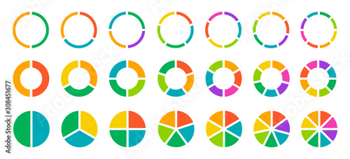 Set of circle diagrams for infographics vector illustration. EPS 10