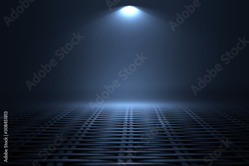 Empty dark abstract background. Background of empty show scene. Glow of neon lights on an empty concert stage.