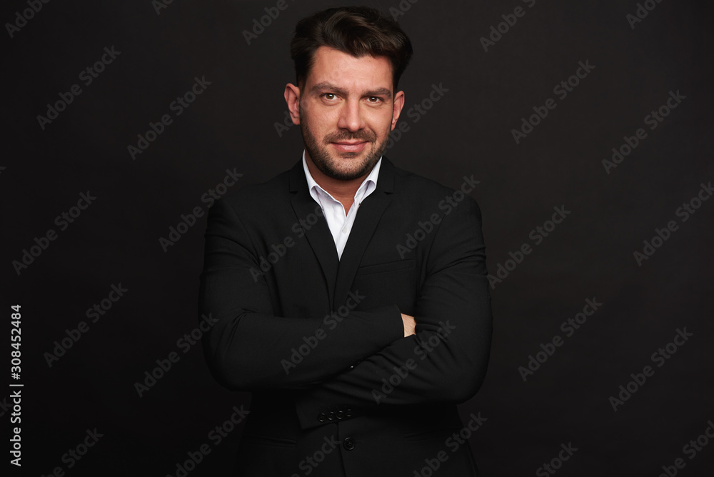 Portrait of handsome man in black suit Portrait of handsome man in black suit