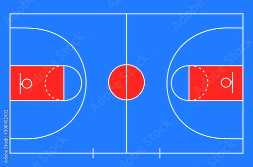 Basketball court floor with line on wood texture background. Vector illustration.