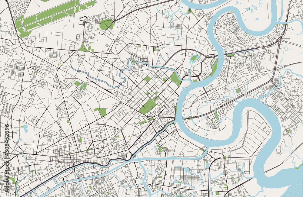 Fototapeta map of the city of Ho Chi Minh City, Vietnam