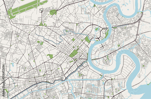 Wallpaper Mural map of the city of Ho Chi Minh City, Vietnam