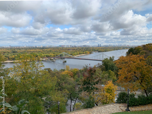 View of the pedestrian bridge across the Dnieper in Kiev