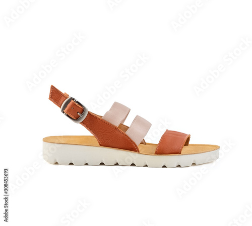 Female sandals isolated on white background, side view