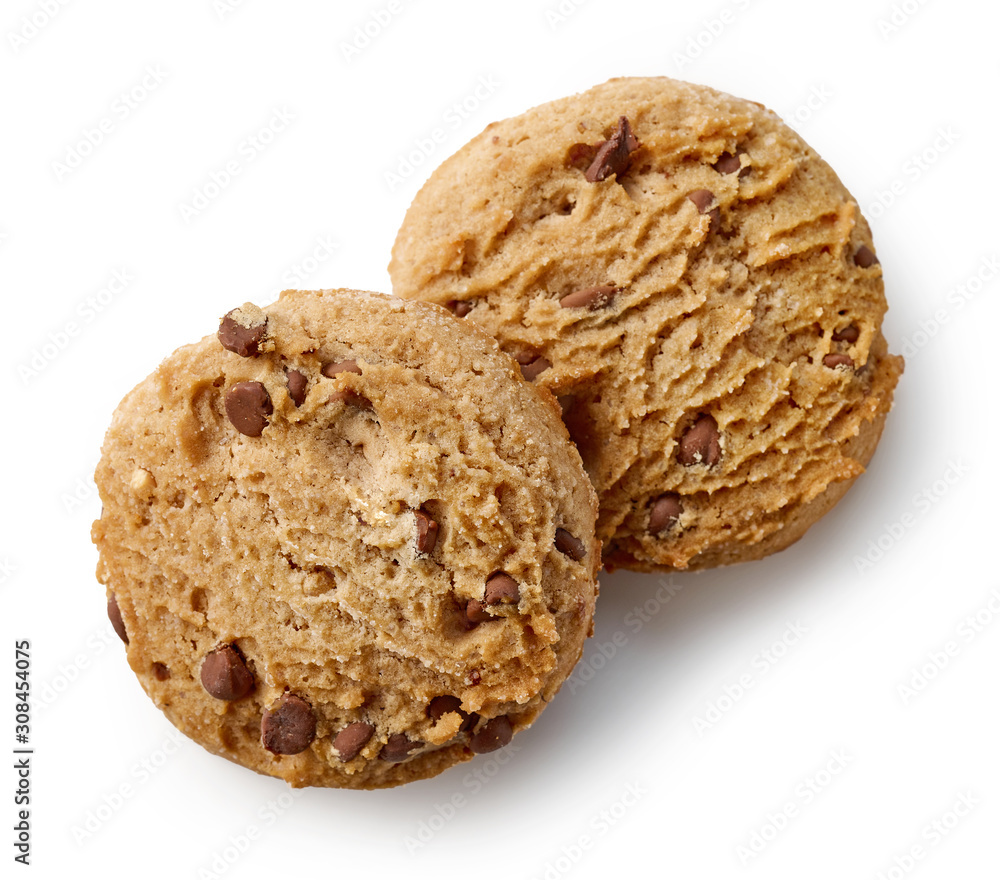 two cookies with chocolate chips