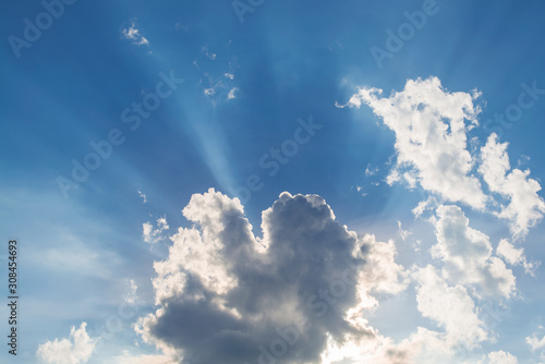 Natural blue sky with cloud closeup or background.