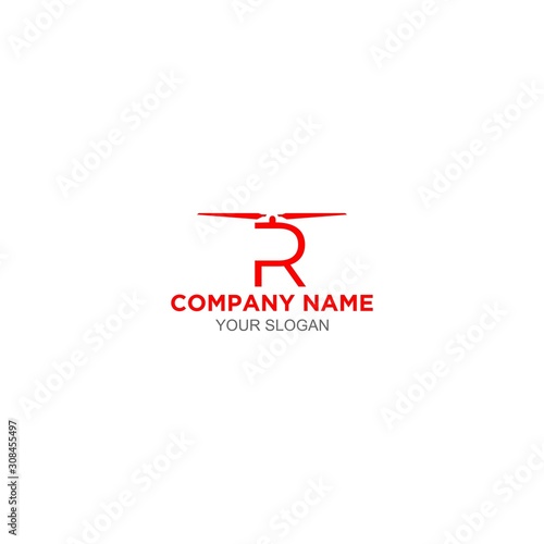 R Drone Logo Design Vector