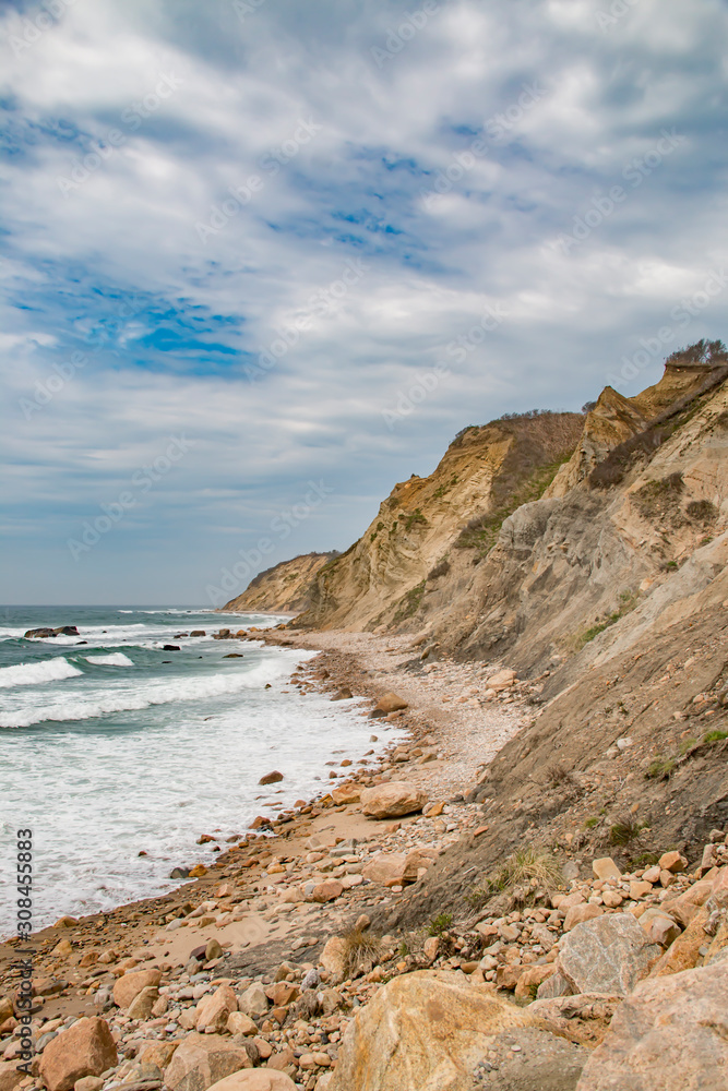 Cliffs on the edge of the coast in Block Island Rhode Island