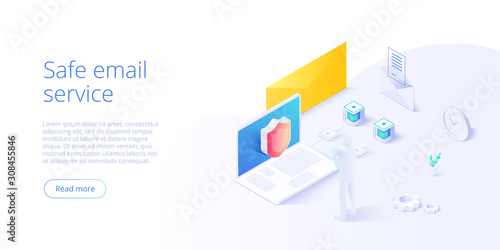 Email service security creative vector illustration. Electronic mail message concept as part of business marketing. Webmail or mobile service layout for website landing page.