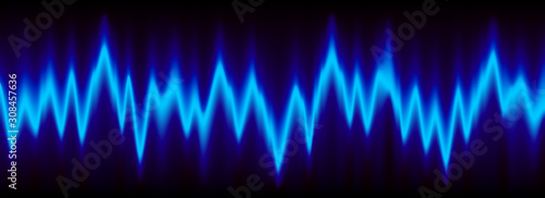 Neon music equalizer, magnetic or sonic wave techno vector background.