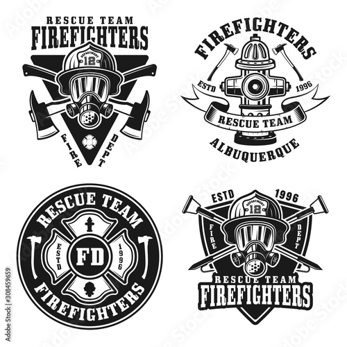 Fire department set of vector isolated emblems