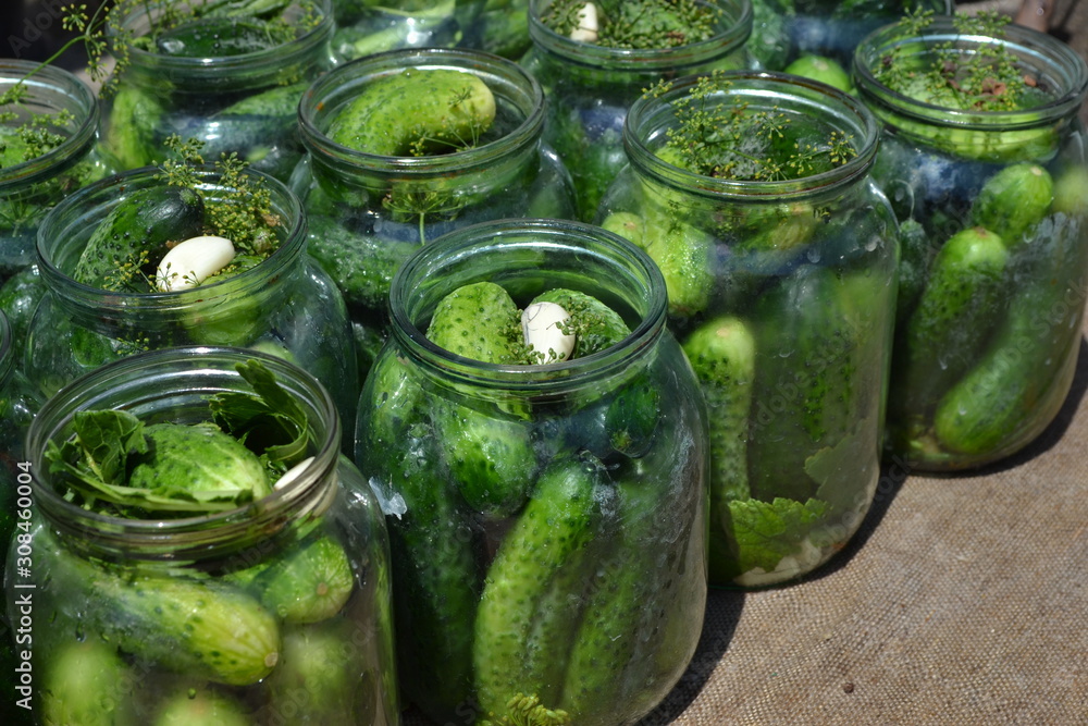 Blanks for the winter. Homemade. Natural products. Village. Cucumbers in jars. Pepper. Horizontal Blanks for the winter. Homemade. Natural products. Village. Cucumbers in jars. Pepper. Horizontal