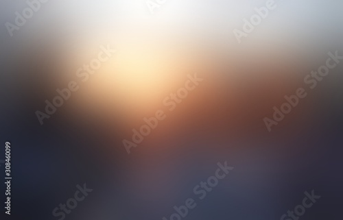 Golden sun gleam on dark empty background. Blurred glare abstract texture. Defocus glow illustration.