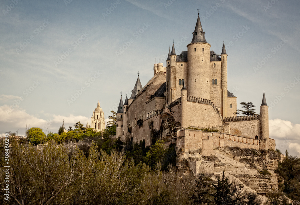 Alcazar de Segovia, World Heritage monument. Old fortress and medieval castle. Point of interest and reference for tourism. In Segovia, Castilla y León, Spain.