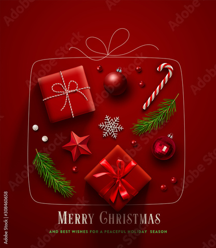Christmas Gift Box. Vector Illustration.