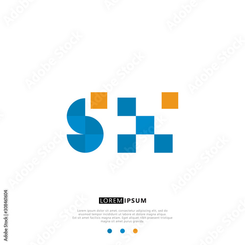 SX S X Logo Monogram with Blue and yellow Colors. modern letter logo design