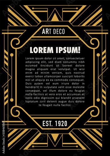 Art Deco Invitation Design Luxury Award Geometric Line Art