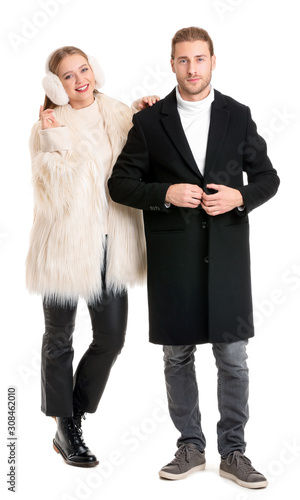 Stylish couple in winter cl...
