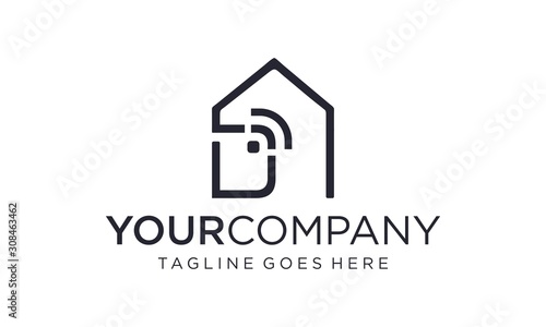 Smart home signal logo design concept 