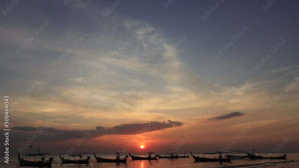 Timelapse video of sunset and fishing boats in Thailand Timelapse video of sunset and fishing boats in Thailand