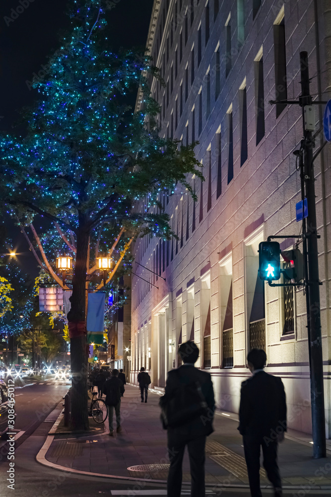 大阪・夜の御堂筋の風景
