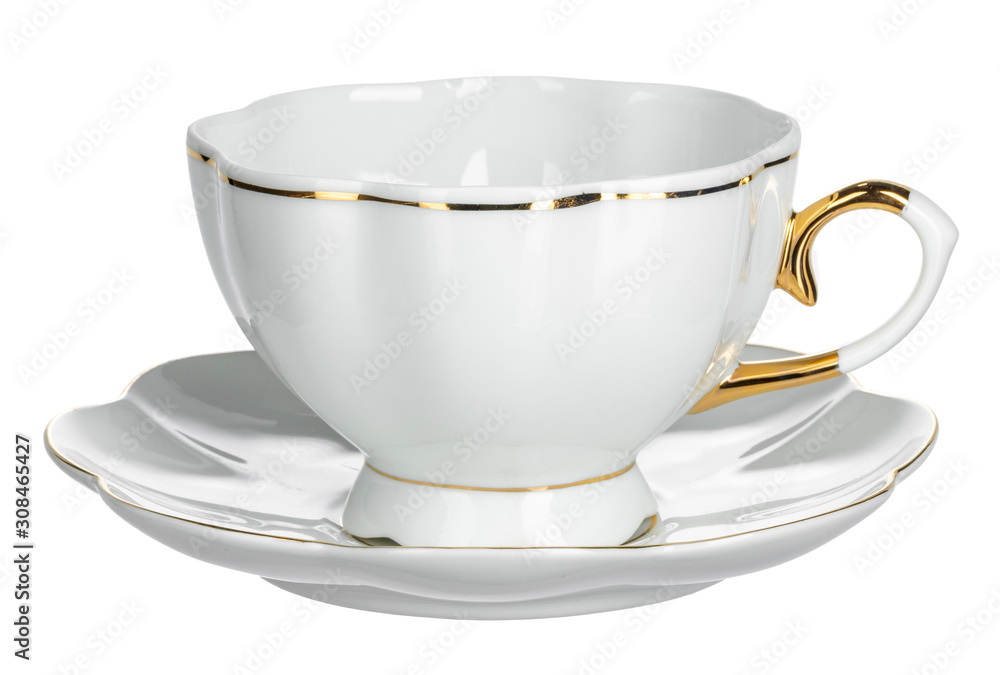 White tea cup isoolated on a white background White tea cup isoolated on a white background