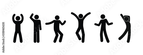 stick icon figure pictogram man people isolated silhouettes