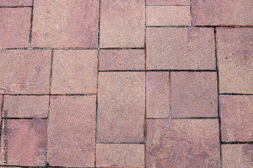 Dirty Red Patio Brickwork Textured Floor Background