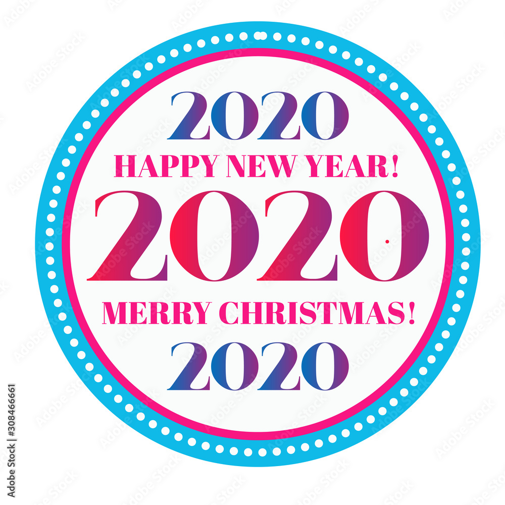 Happy new year 2020, Merry Christmas badge