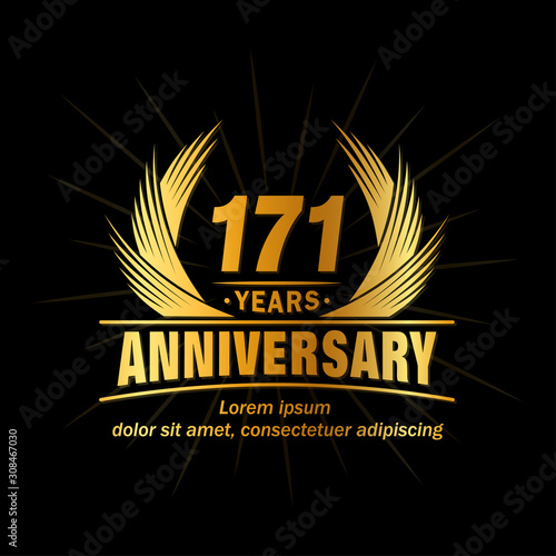 171 years logo design template. Anniversary vector and illustration template.