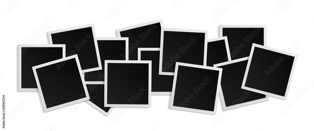Black and white photo frame with shadows isolated on white background. Vector illustration - Vector Black and white photo frame with shadows isolated on white background. Vector illustration - Vector