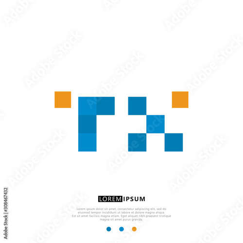 TX T X Logo Monogram with Blue and yellow Colors. modern letter logo design 