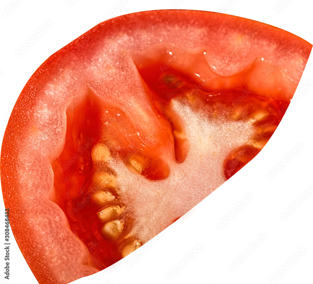 Half a red tomato close-up .Texture or background Half a red tomato close-up .Texture or background