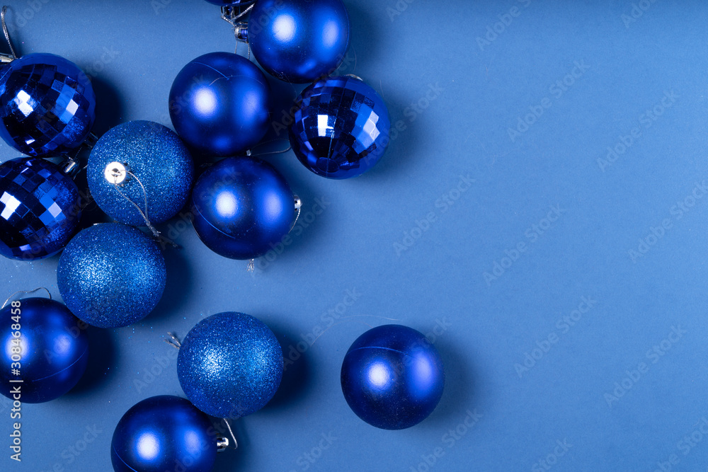 Christmas flat lay scene with glass balls