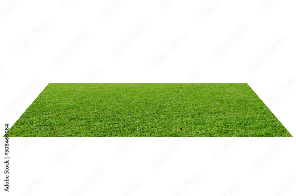 Naklejka Zielonej trawy pole odizolowywający na białym tle z ścinek ścieżką.