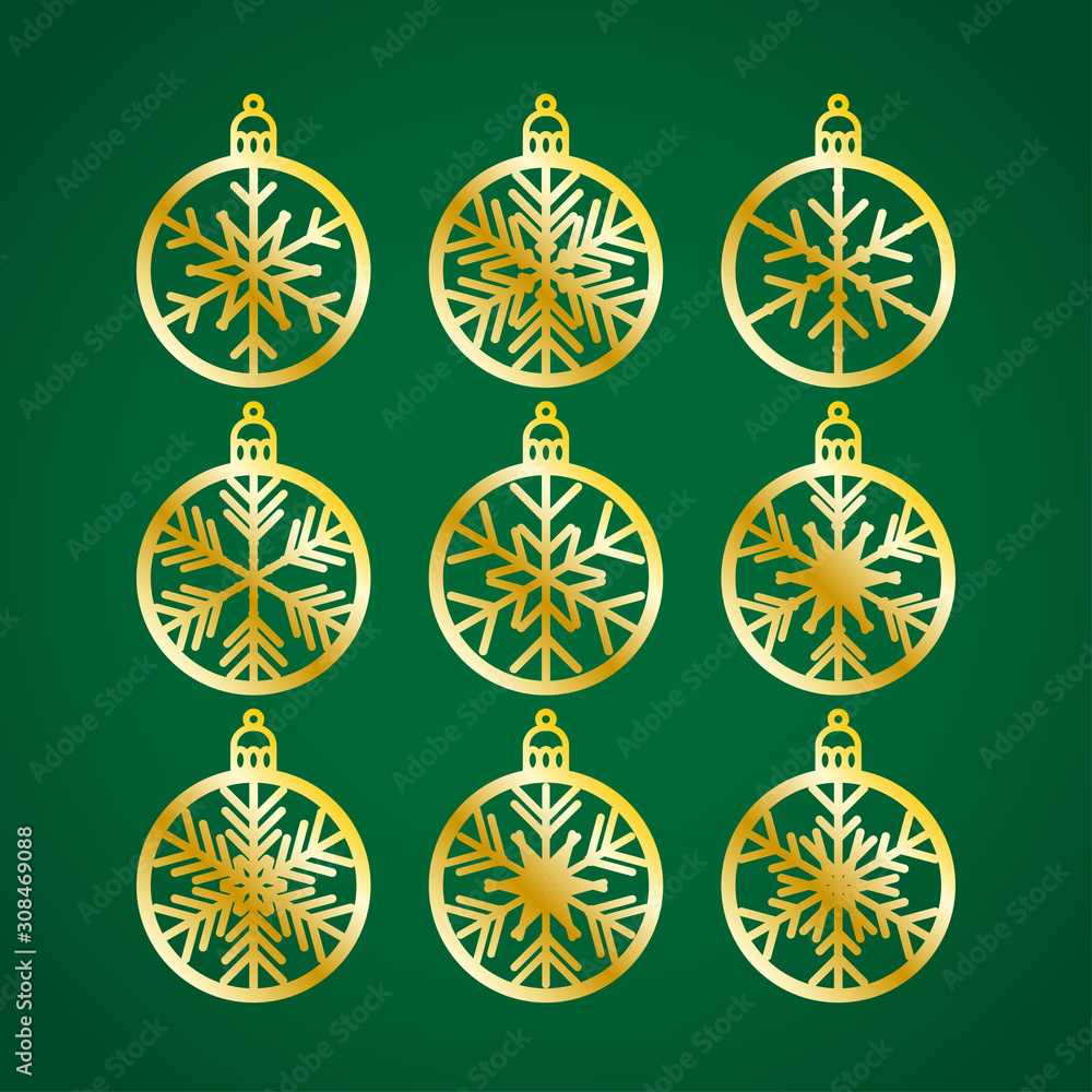 Christmas balls set with a snowflake cut out of paper. Templates for laser or plotter cutting or printing. Laser cutting template. Vector illustration for wood carving, paper cut or printing. Christmas balls set with a snowflake cut out of paper. Templates for laser or plotter cutting or printing. Laser cutting template. Vector illustration for wood carving, paper cut or printing.