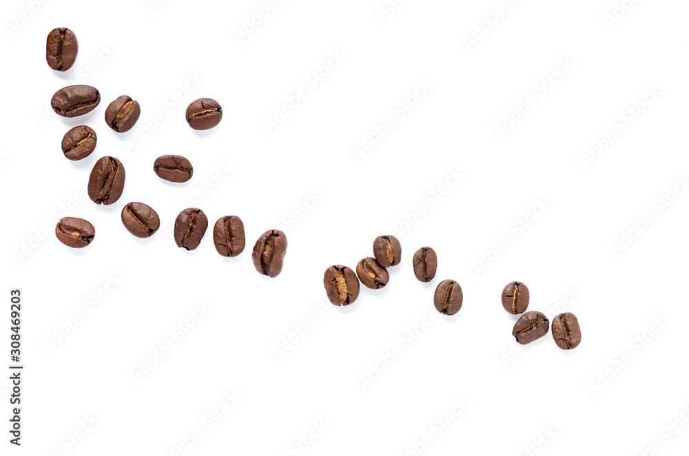 Obraz premium Coffee beans. Isolated on a white background.